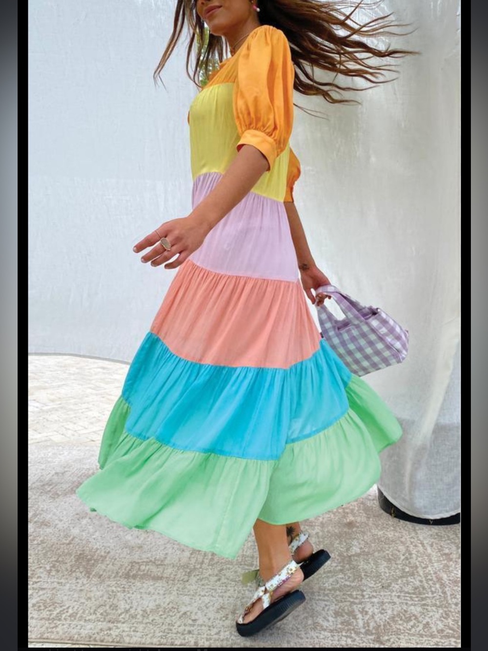 never fully dressed Multi-Color Tiered Button-Front Maxi Dress Size 6 NWT